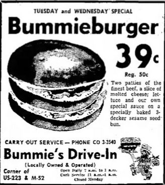 Bummies Drive-In - April 1960 Ad (newer photo)
